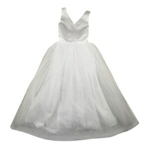 Unbranded Girls White Tulle Dress Size 12 Flower Girl Special Occasion